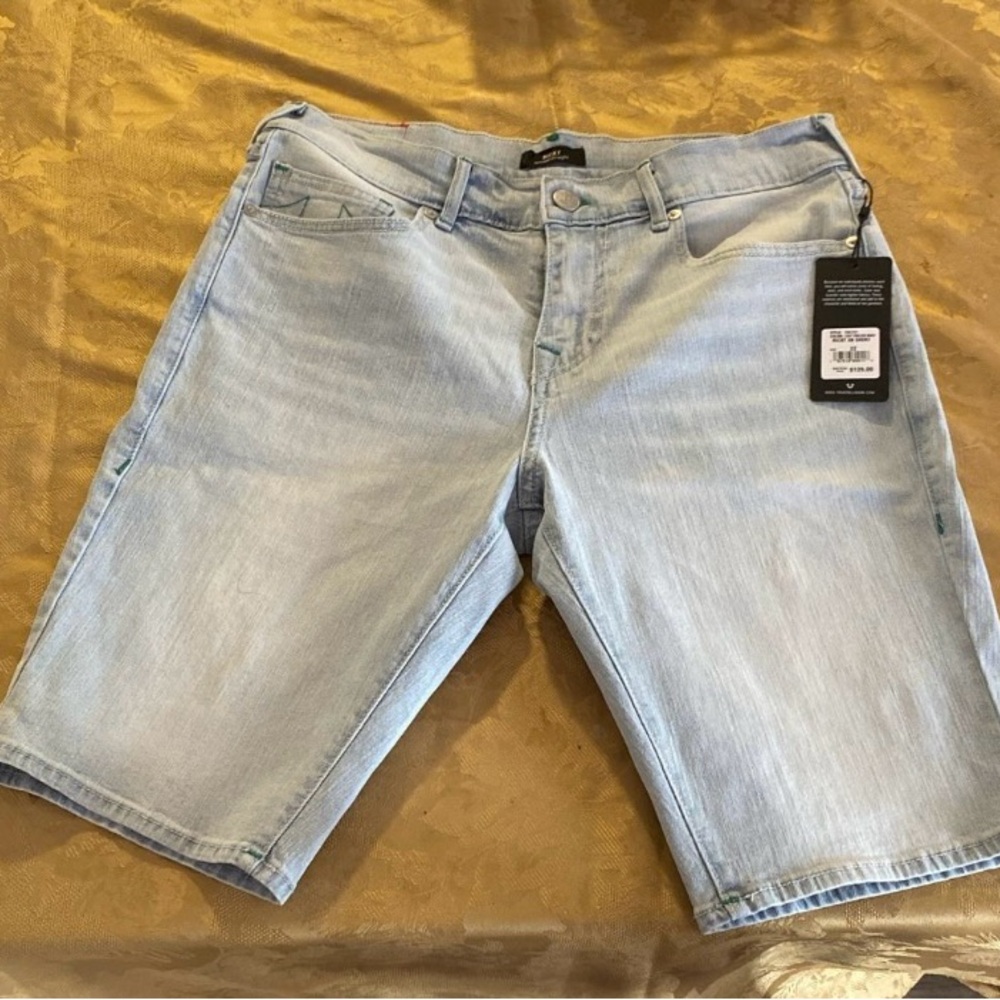 True Religion Men's Faded Blue Denim Shorts